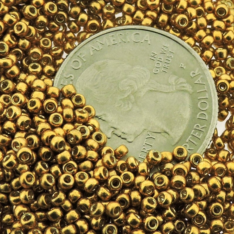 Miyuki Duracoat Galvanized Gold Miyuki Japanese round rocailles glass seed beads 11/0 Approximately 24 gram 5 inch tube - Image 2